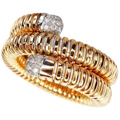 Vintage Antora Tubogas 18k Rose Gold and Pavée Diamonds Ring