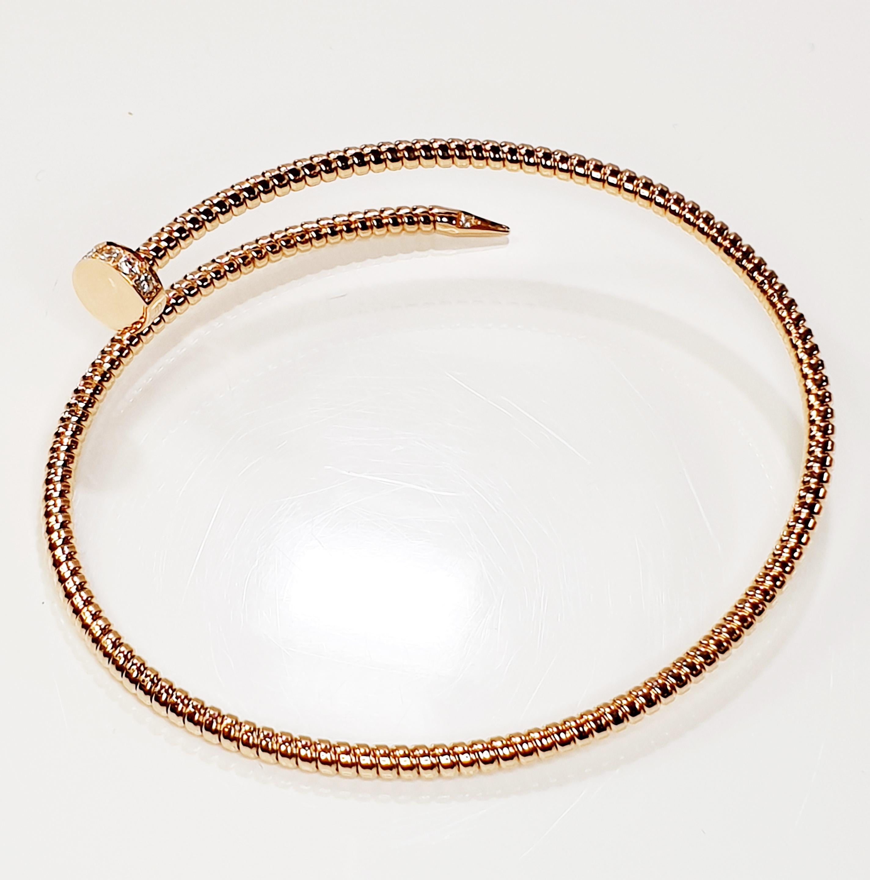 Antora Tubogas 18k Rose Gold Juste Un Clou Diamond Bangle Bracelet In New Condition For Sale In Bilbao, ES