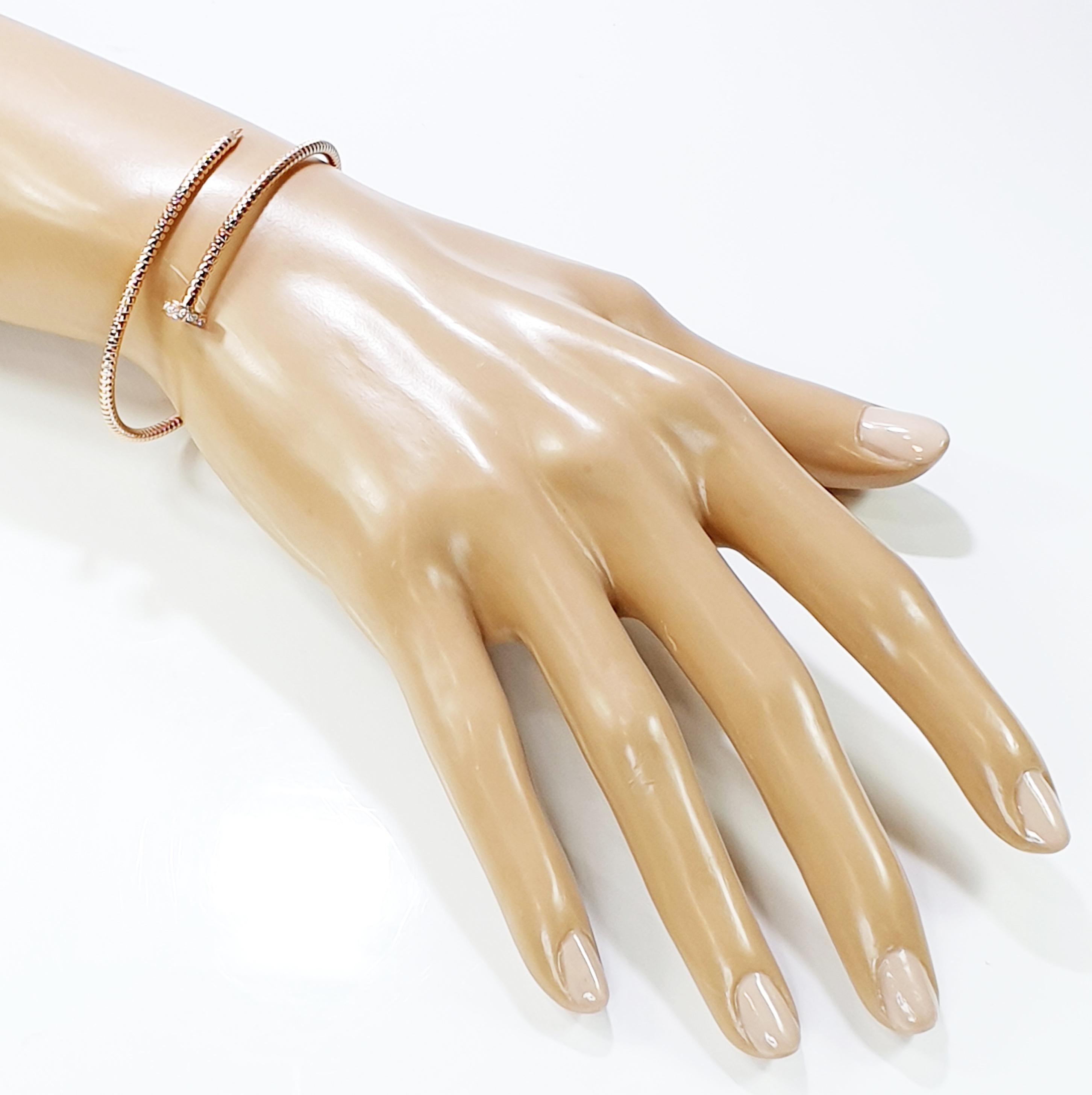 Antora Tubogas 18k Rose Gold Juste Un Clou Diamond Bangle Bracelet For Sale 1
