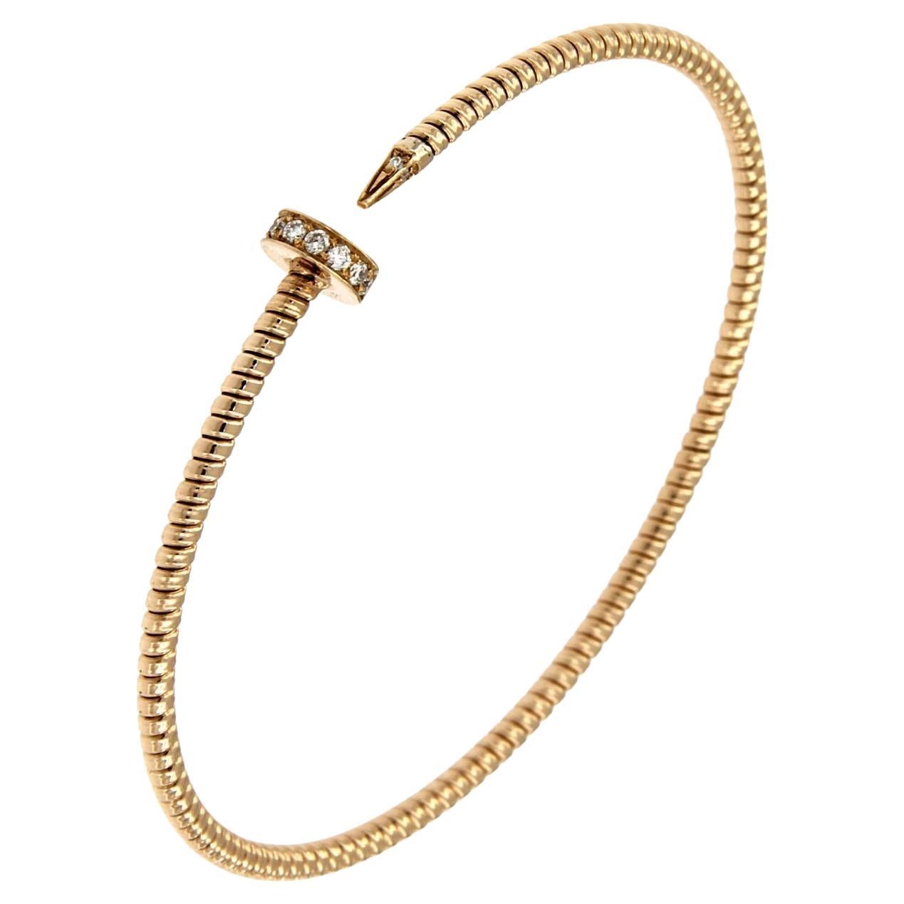 Antora Tubogas 18k Rose Gold Juste Un Clou Diamond Bangle Bracelet