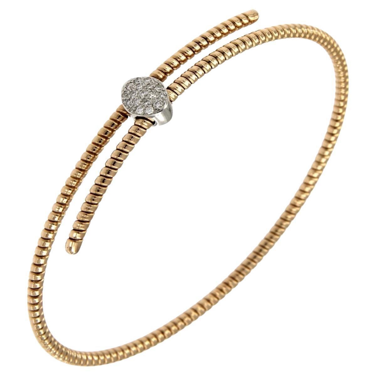 Antora Tubogas Brazalete de diamantes de oro rosa de 18k Juste Un Clou Corte brillante en venta