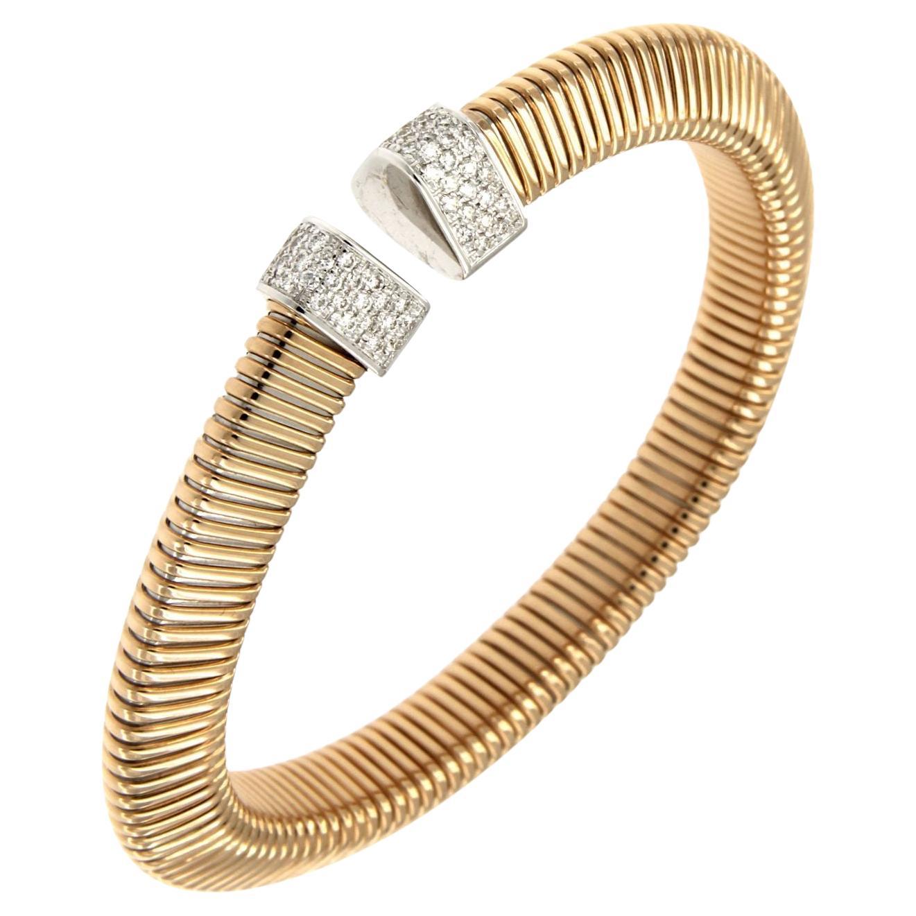Antora Tubogas 18k Rose Gold Juste Un Clou Diamond Cuff Bracelet