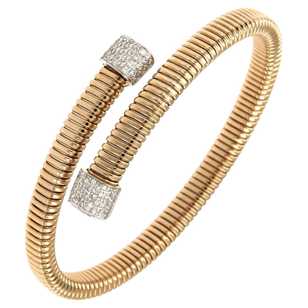 Antora Tubogas 18k Rose Gold Juste Un Clou Diamond Cuff Bracelet