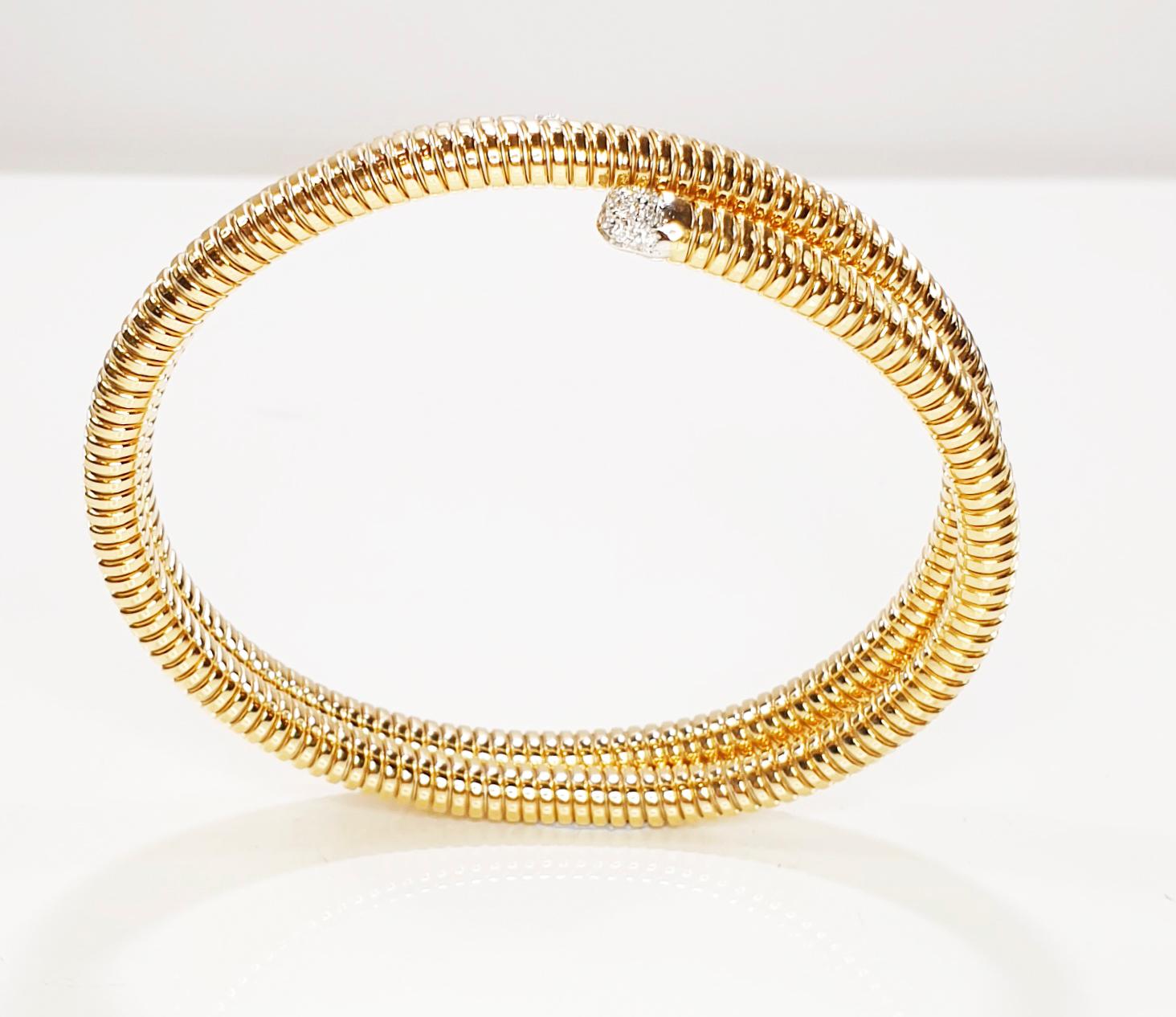 Taille brillant Antora Tubogas Bracelet à pinces en or rose 18 carats, tubogas et diamants en vente