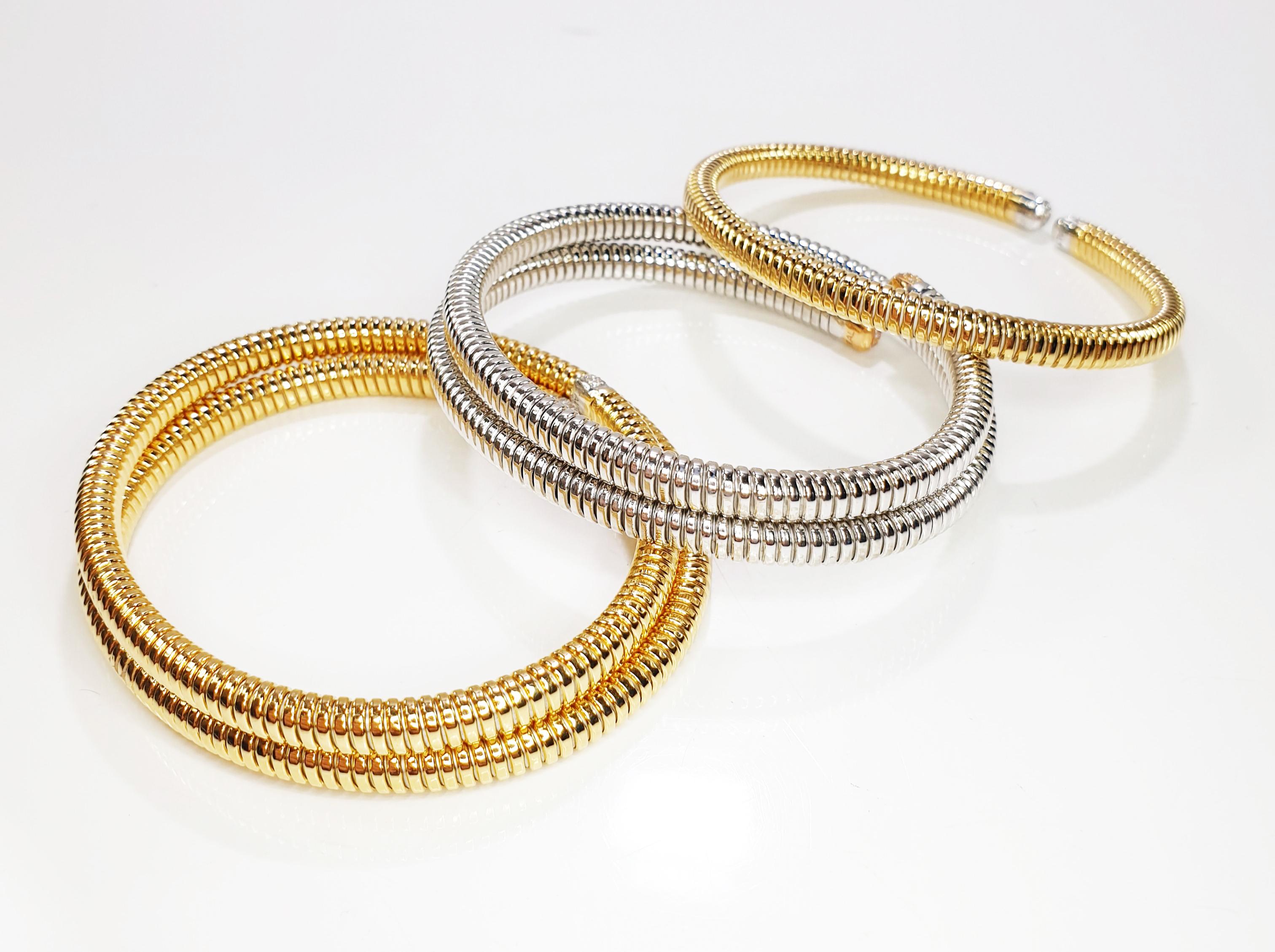 Antora Tubogas Bracelet à pinces en or rose 18 carats, tubogas et diamants en vente 1