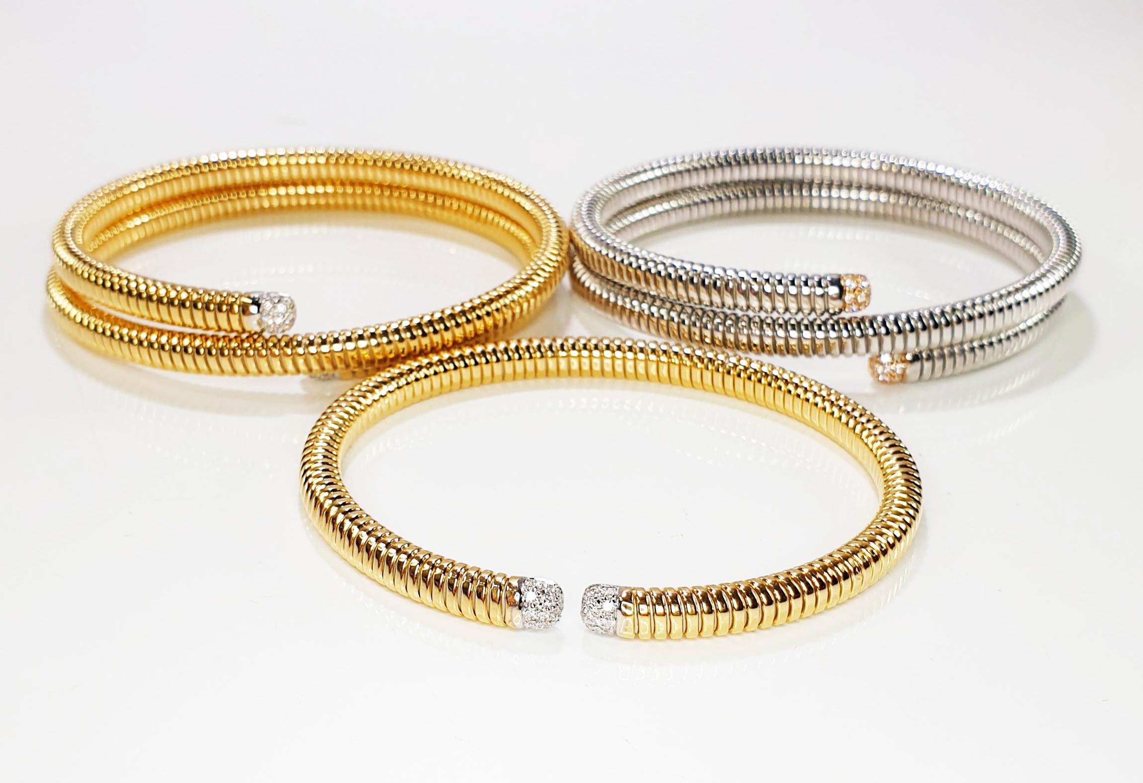 Antora Tubogas, bracelet à pinces en or rose 18 carats avec diamants en vente 1