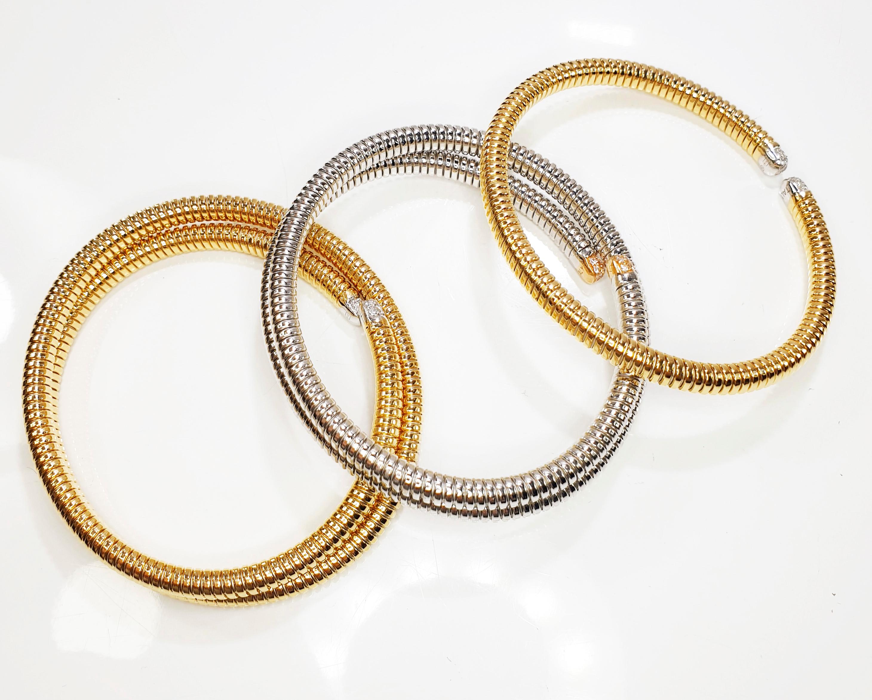 Antora Tubogas Bracelet à pinces en or rose 18 carats, tubogas et diamants en vente 2