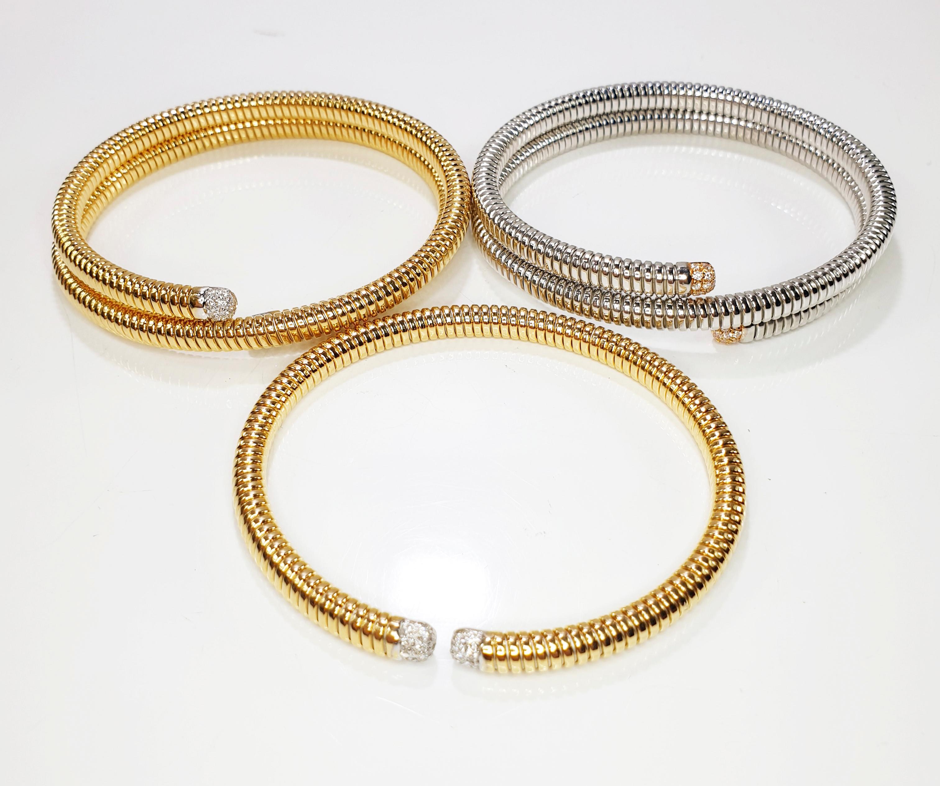 Antora Tubogas, bracelet à pinces en or rose 18 carats avec diamants en vente 2