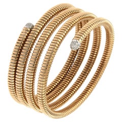 Antora Tubogas 18k Rose Gold Tubogas and Diamonds Clamper Bracelet