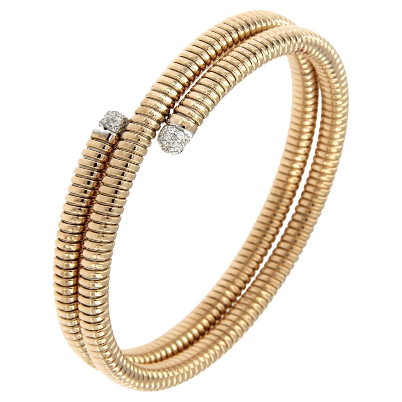 Antora Tubogas 18k Rose Gold and Diamonds Clamper Bracelet