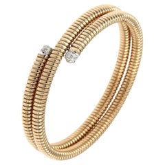 Antora Tubogas 18k Rose Gold and Diamonds Clamper Bracelet