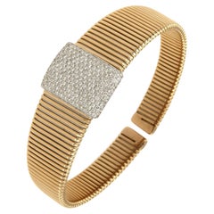 Antora Tubogas 18k Rose Gold Tubogas and Diamonds Clamper Bracelet