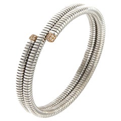 Antora Tubogas 18k White Gold and Diamonds Clamper Bracelet