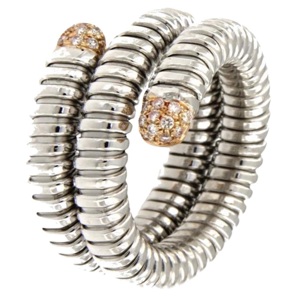 Antora Tubogas Ring aus 18k Weißgold und Pavée-Diamanten im Angebot