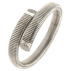 Antora Tubogas 18k White Gold Diamond Cuff Bracelet