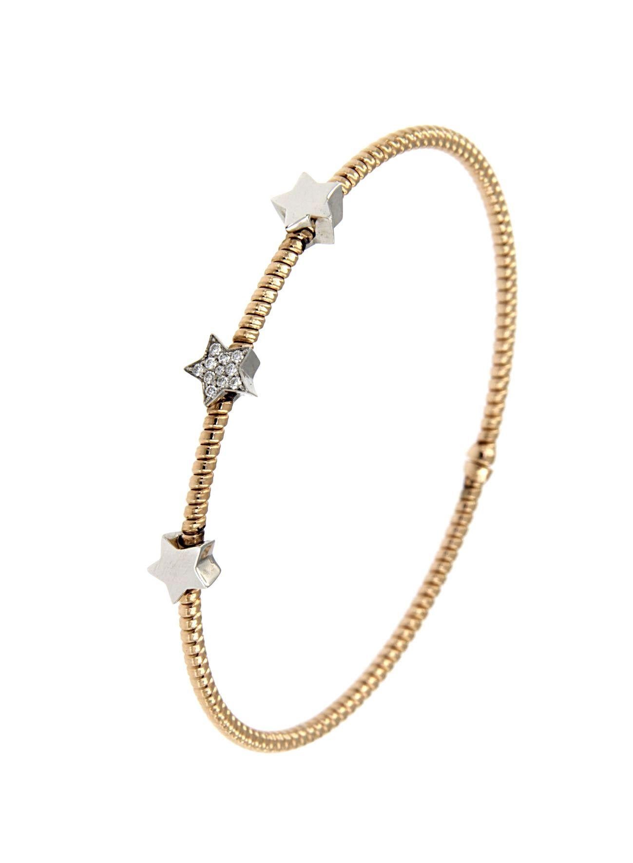 Pulsera flexible y adaptable con tubogas artesanales que 
se ajusta a muñecas de 7,87 pulgadas de medianas a grandes
Disponible en tres colores de oro, amarillo, blanco y rosa.
Oro peso 5,70GR y Diamantes 0,15Carat
El vídeo es de una pulsera similar