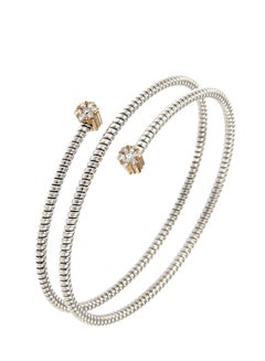 Antora Tubogas 18k White Gold Diamond Cuff Bracelet