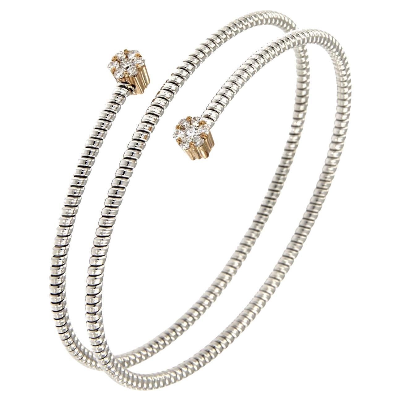 Flexibles und anpassungsfähiges Armband mit Tubogas Handwerkskunst, die 
für Handgelenke von 7,87 Zoll mittel bis groß
Erhältlich in den drei Farben Gold, Gelb, Weiß und Rosé.
Gold Gewicht 7,90GR und 0.15Karat Diamanten
Das Video zeigt ein ähnliches