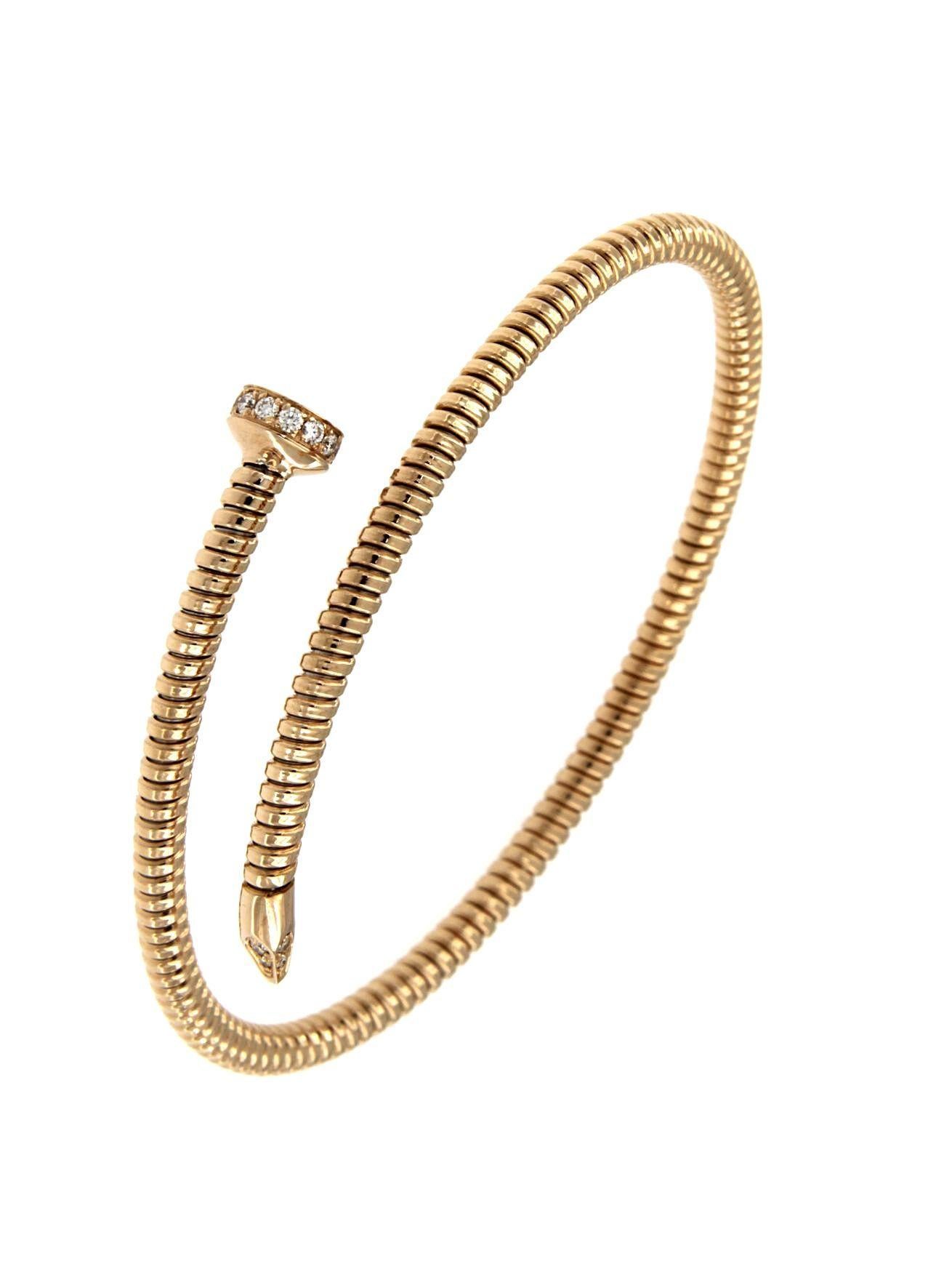 Antora Tubogas 18k White Gold Juste Un Clou Diamond Cuff Bracelet (Zeitgenössisch) im Angebot