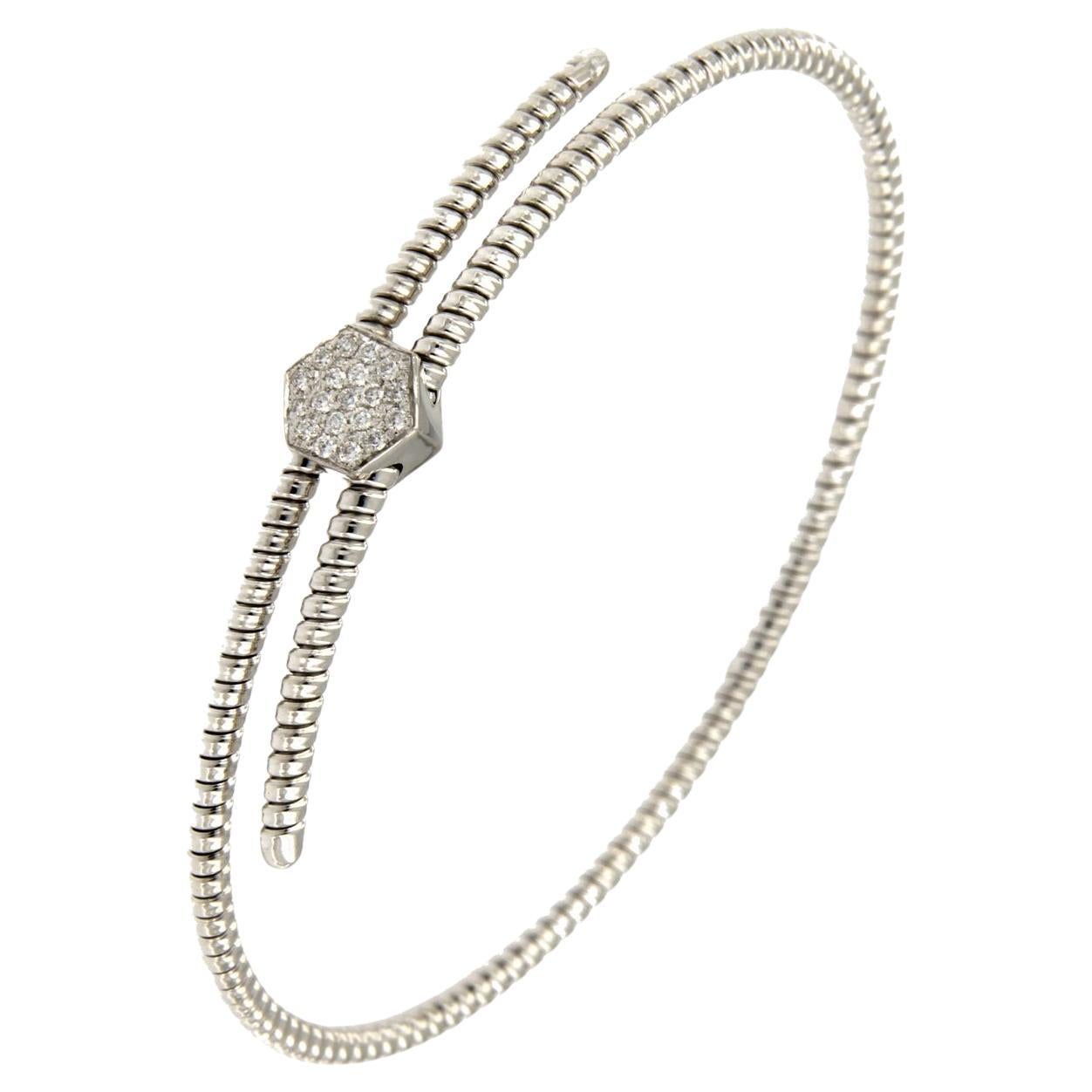 Antora Tubogas Bracciale con diamanti in oro bianco 18 carati Juste Un Clou in vendita