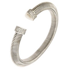 Antora Tubogas 18k White Gold Juste Un Clou Diamond Cuff Bracelet