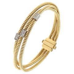 Antora Tubogas 18k Yellos Gold Tubogas and Diamonds Clamper Bracelet