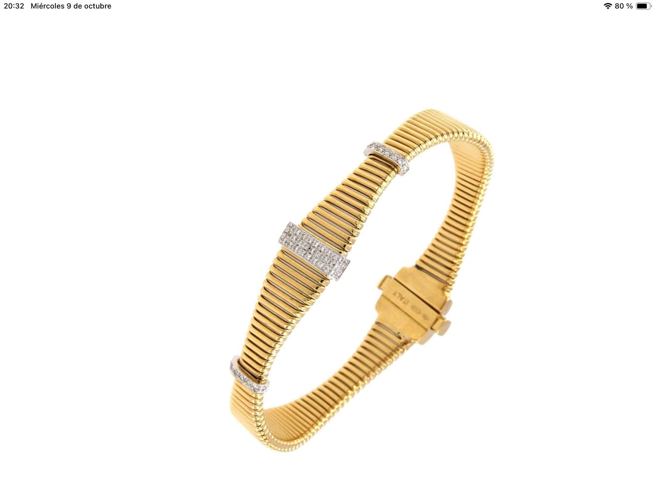 Antora Tubogas Armband aus 18k Gelbgold und Pavée-Diamanten Damen im Angebot