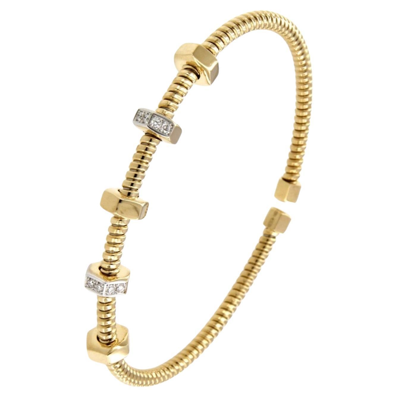 Antora Tubogas 18k Yellow Gold and Pavée Diamonds Bracelet