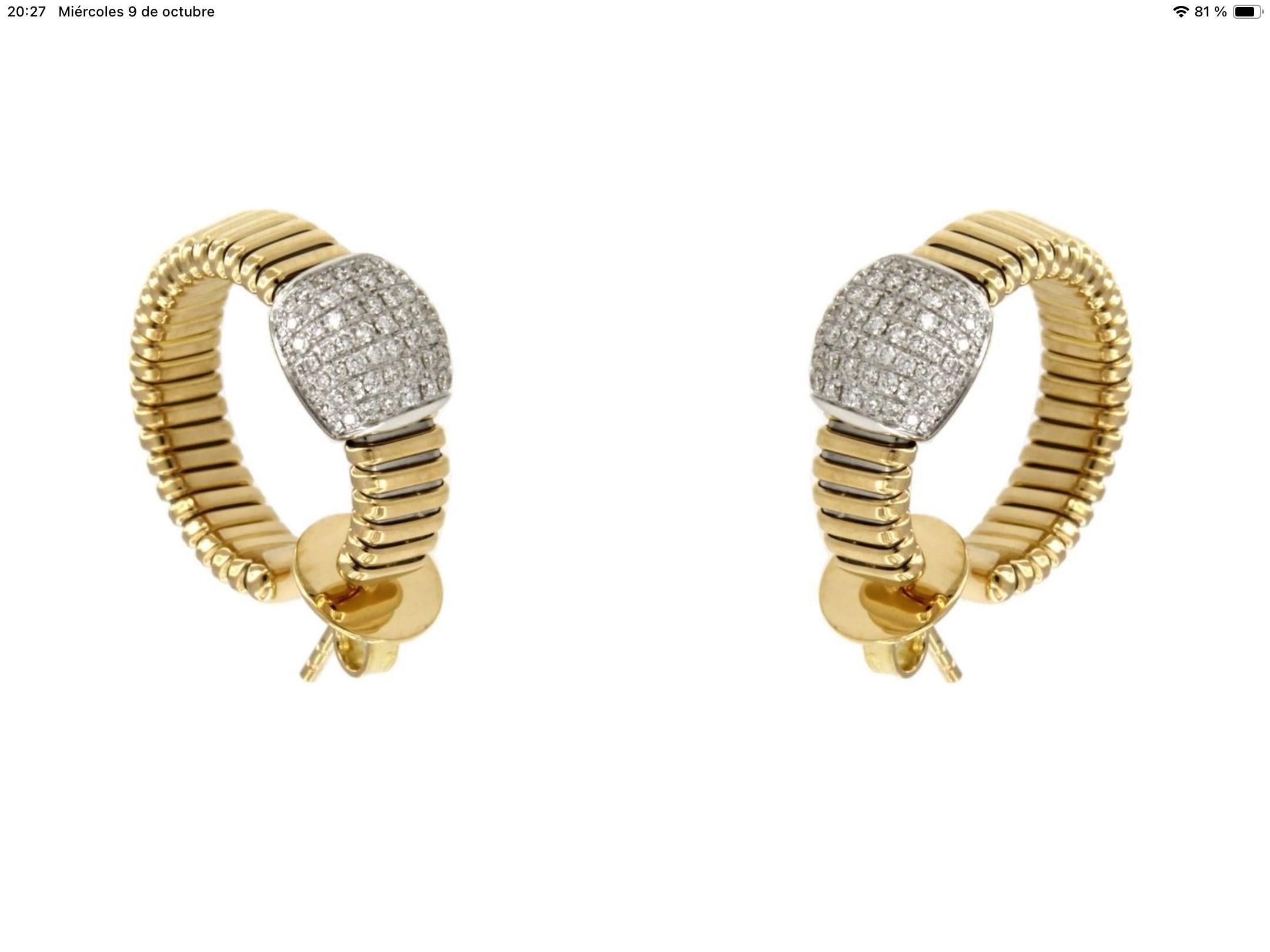 Pendientes Antora Tubogas de oro amarillo de 18k y pavé de diamantes Corte brillante en venta