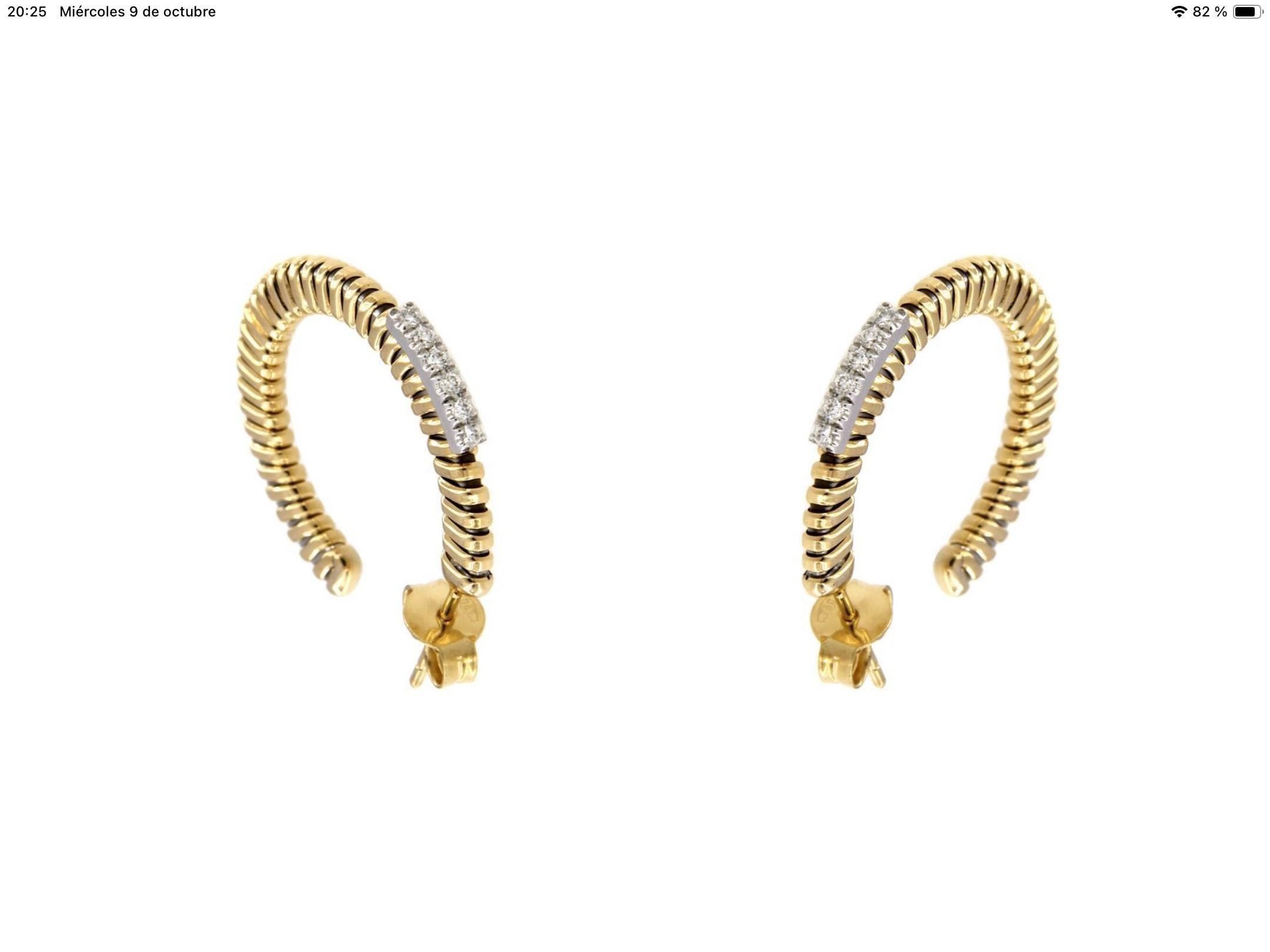Pendientes Antora Tubogas de oro amarillo de 18k y pavé de diamantes Corte brillante en venta