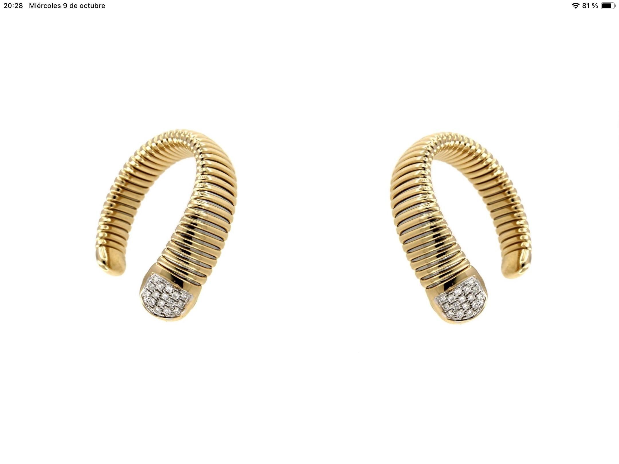 Pendientes Antora Tubogas de oro amarillo de 18k y pavé de diamantes en Nuevo estado para la venta en Bilbao, ES