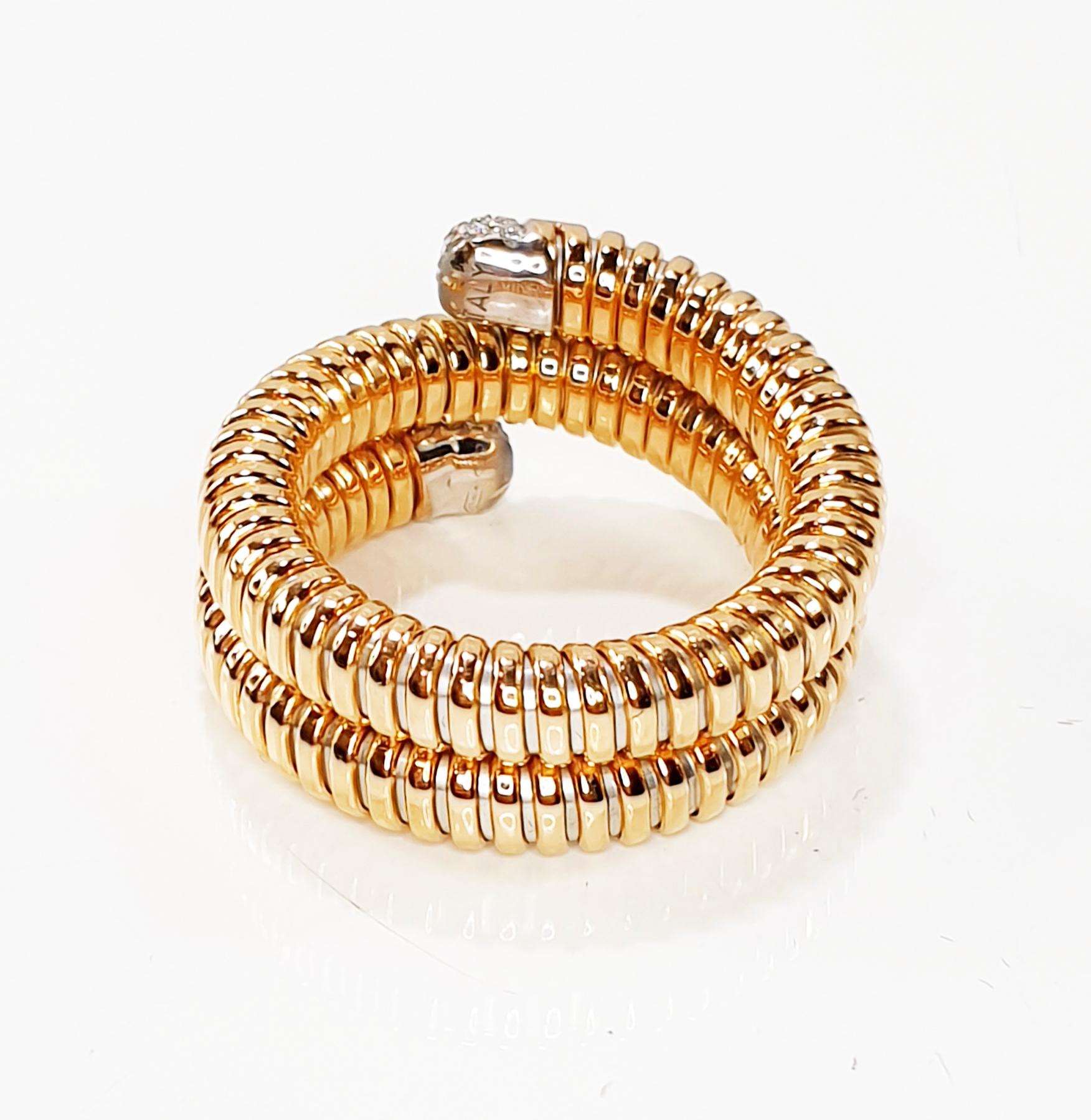 Antora Tubogas Ring aus 18k Gelbgold und Pavée-Diamanten für Damen oder Herren im Angebot