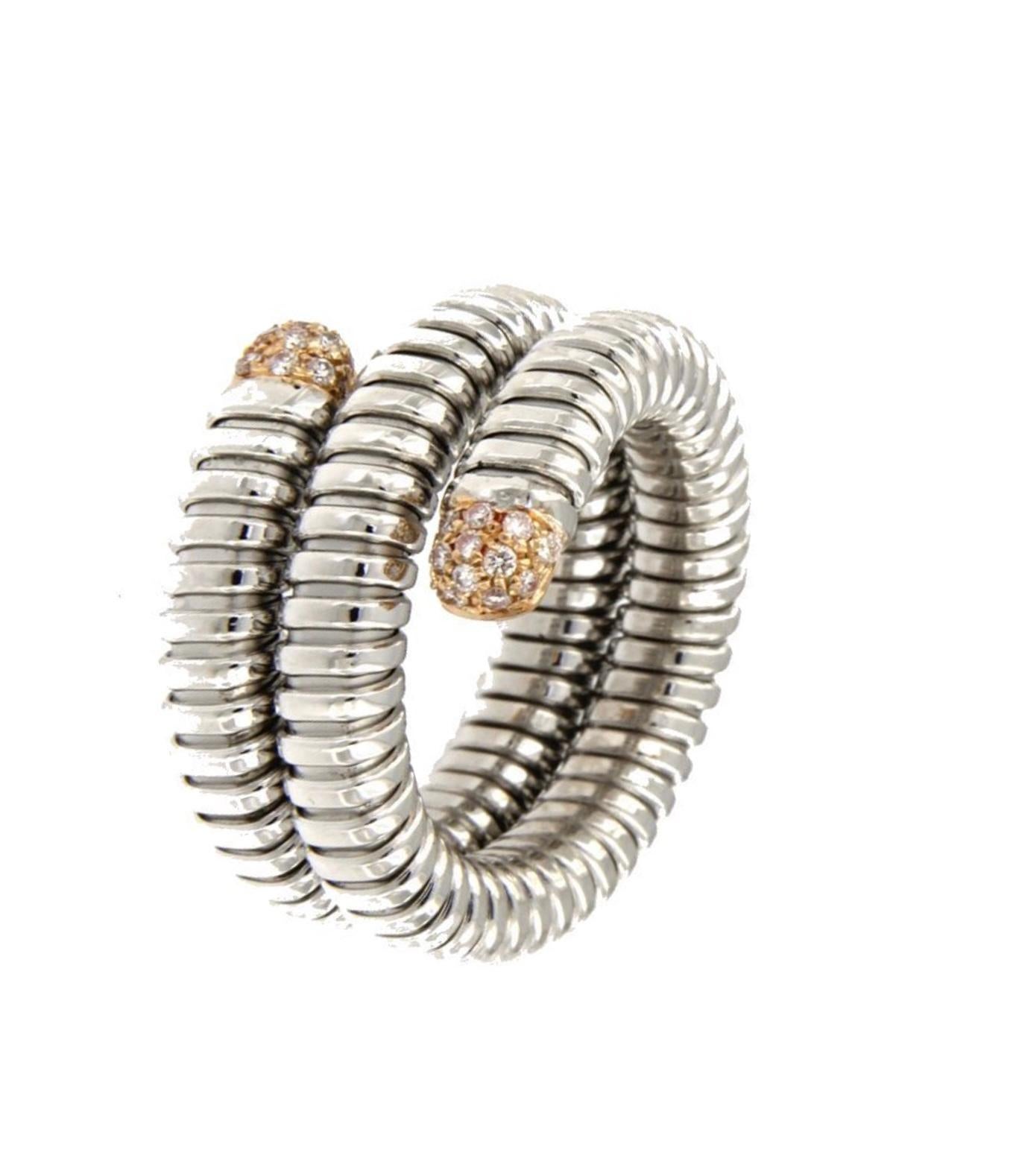 Antora Tubogas Ring aus 18k Gelbgold und Pavée-Diamanten im Angebot 1