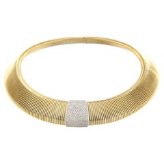 Antora Tubogas  18k yellow Gold chocker and pavé of diamonds Necklace