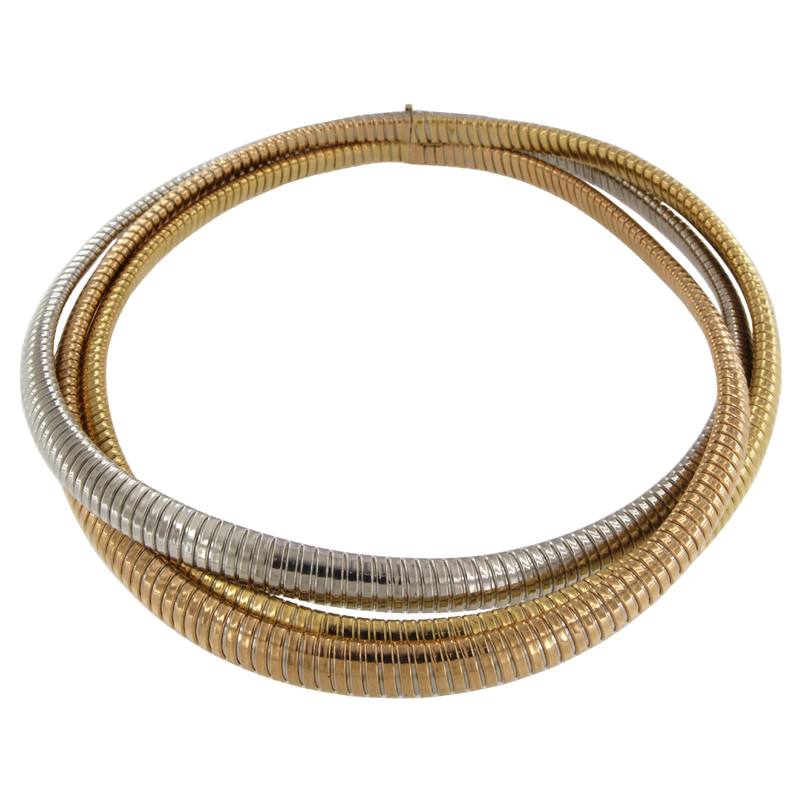 Contemporaneo Antora Tubogas  18k yellow Gold chocker and pavé of diamonds Necklace in vendita