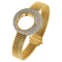 Antora Tubogas 18k Yellow Gold Diamond Cuff Bracelet