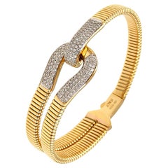 Antora Tubogas 18k Yellow Gold Diamond Cuff Bracelet