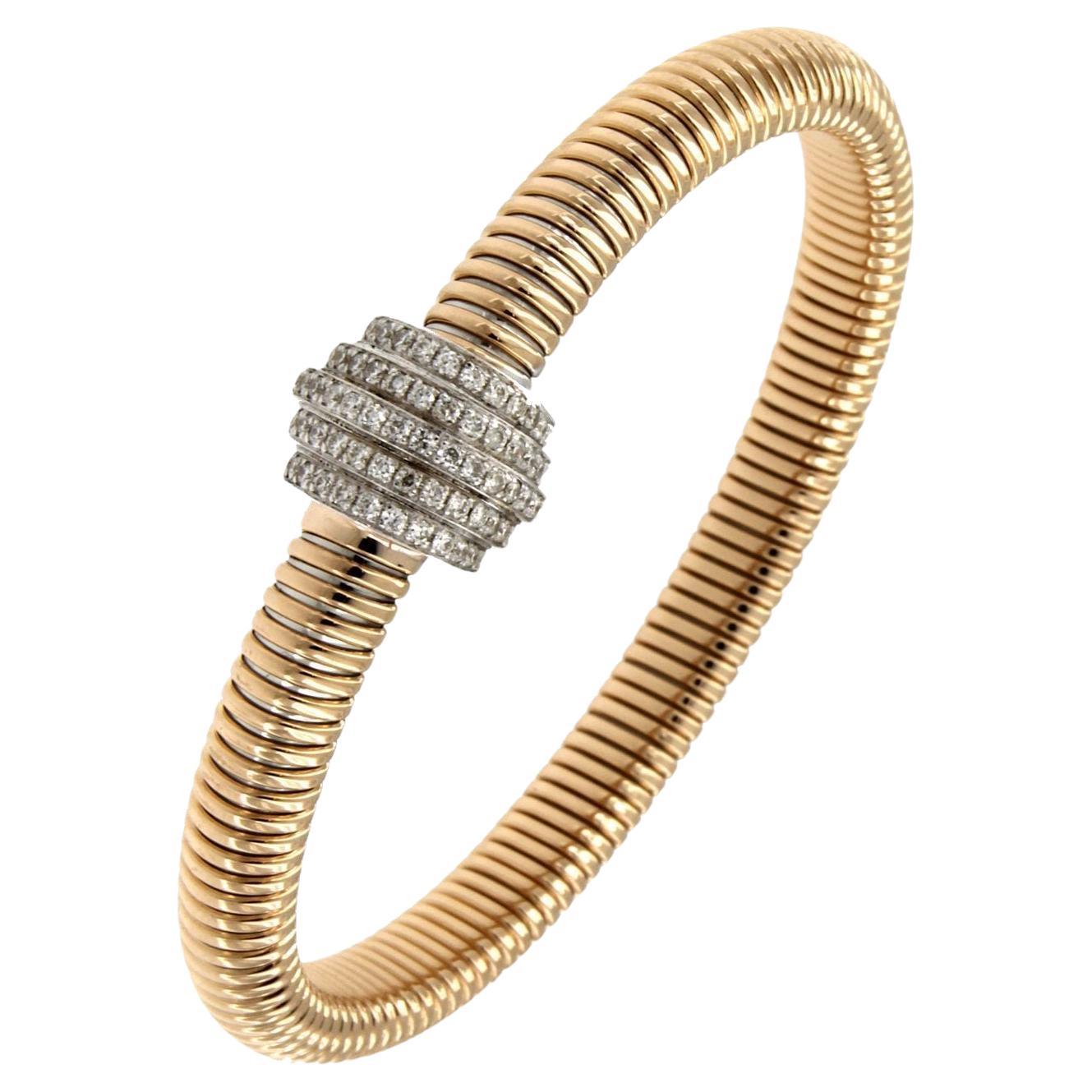 Contemporain Antora Tubogas 18k Yellow Gold Diamond Cuff Bracelet en vente