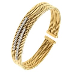 Antora Tubogas 18k Yellow Gold Diamond Cuff Bracelet