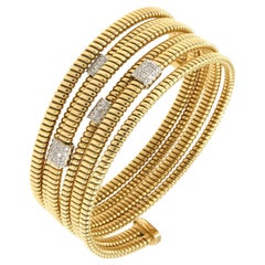 Antora Tubogas 18k Yellow Gold Diamond Cuff Bracelet