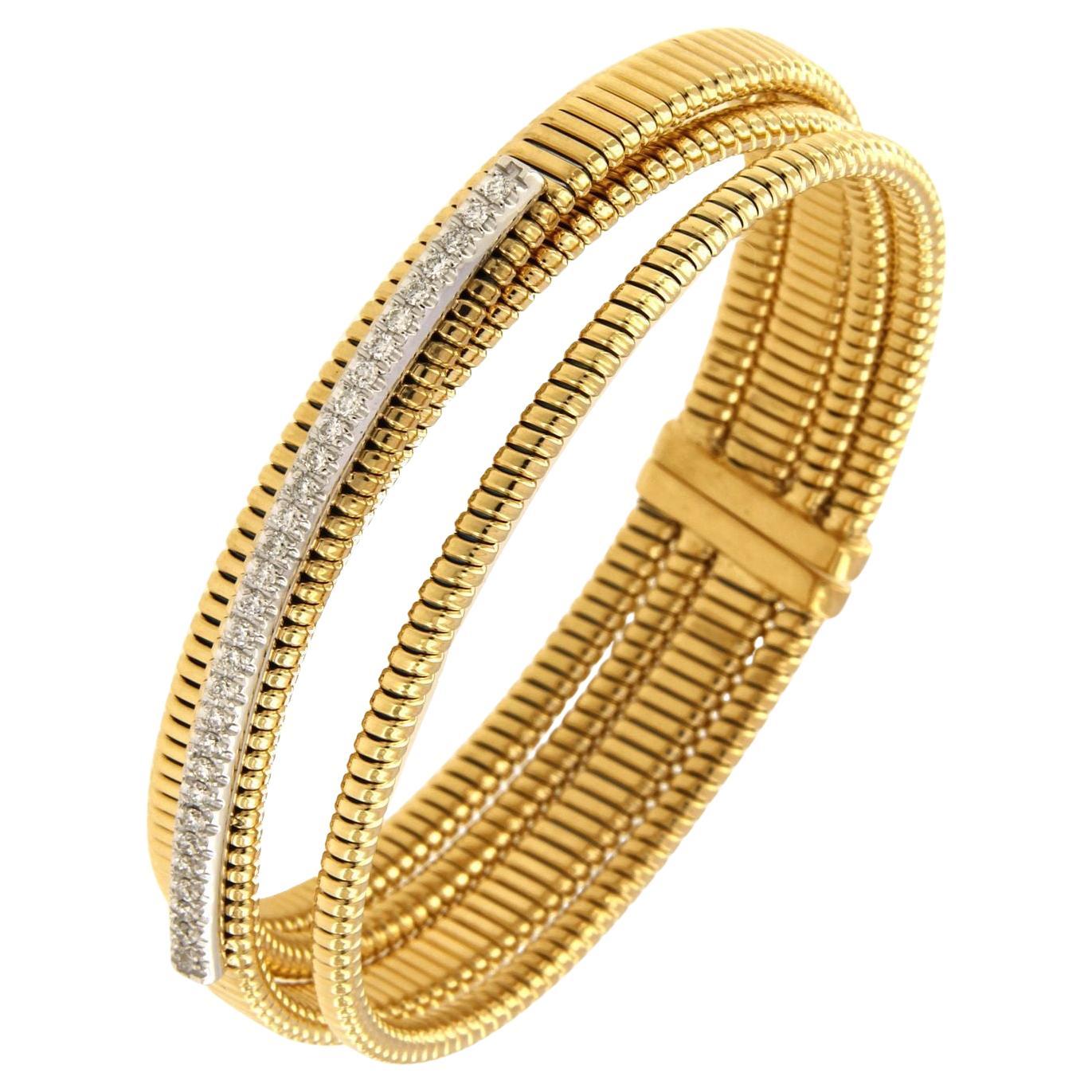 Antora Tubogas 18k Yellow Gold Diamond Cuff Bracelet