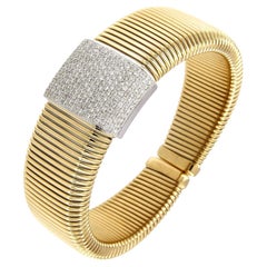 Antora Tubogas 18k Yellow Gold Diamond Cuff Bracelet