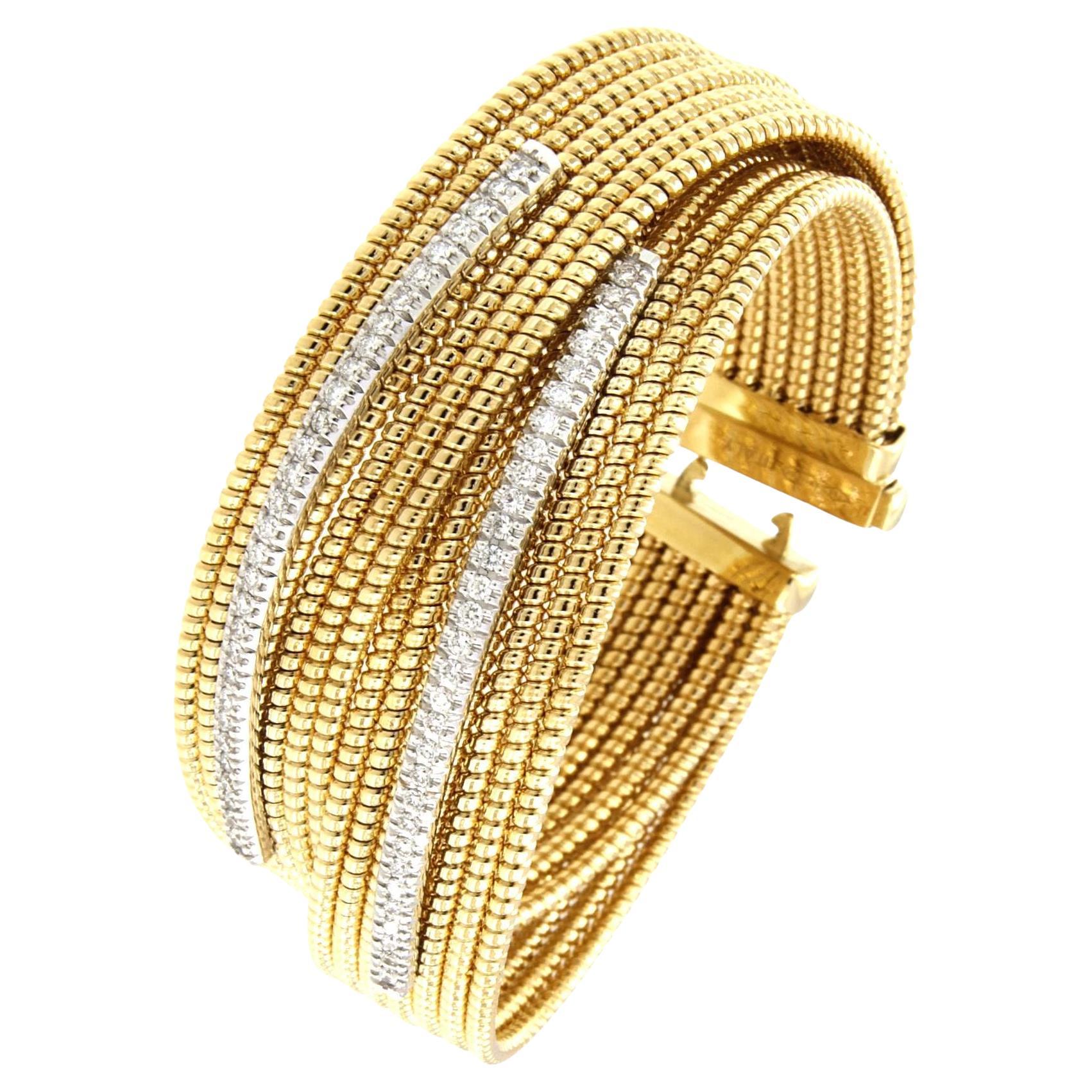 Antora Tubogas Brazalete de oro amarillo de 18 quilates con diamantes en venta