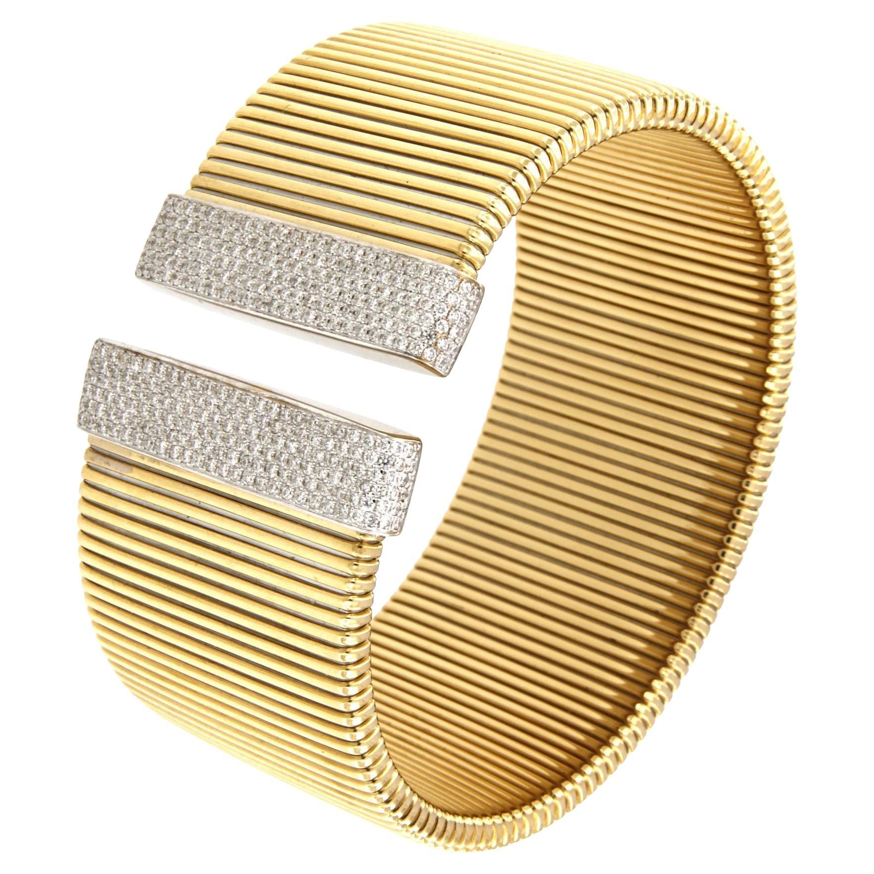 Bracciale con diamanti in oro giallo 18 carati di Antora Tubogas in vendita
