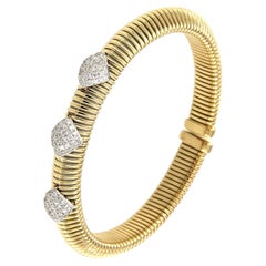 Antora Tubogas 18k Yellow Gold Diamond Cuff Bracelet