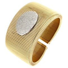 Antora Tubogas 18k Yellow Gold Diamond Cuff Bracelet
