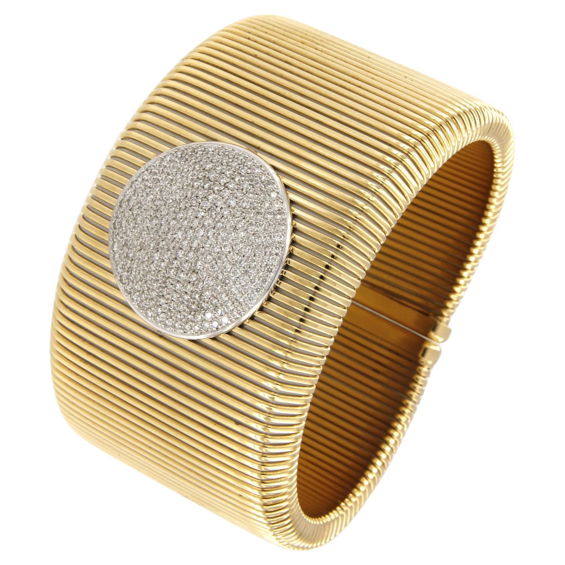 Bracciale con diamanti in oro giallo 18 carati di Antora Tubogas