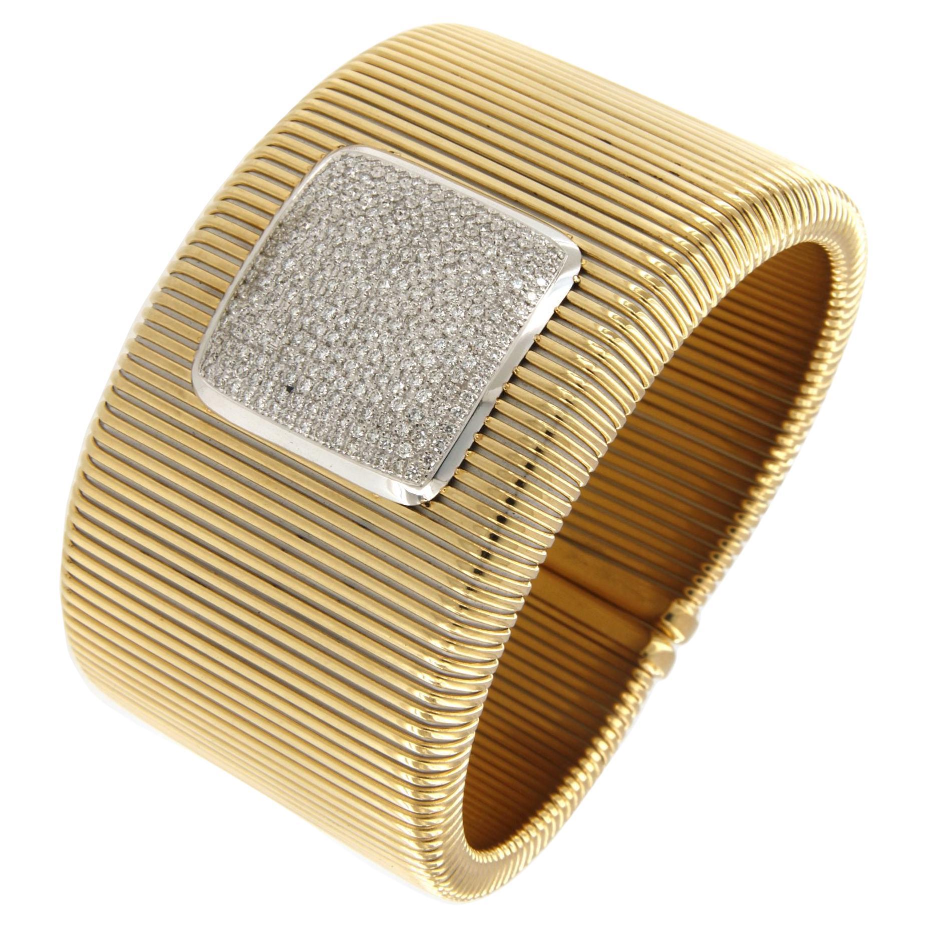 Bracciale con diamanti in oro giallo 18 carati di Antora Tubogas