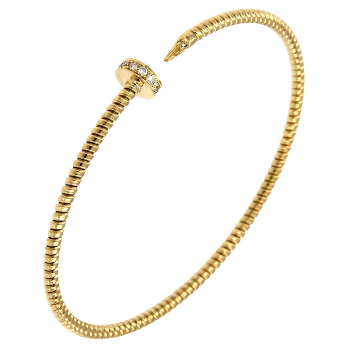 Antora Tubogas 18k Yellow Gold Juste Un Clou Diamond Bangle Bracelet
