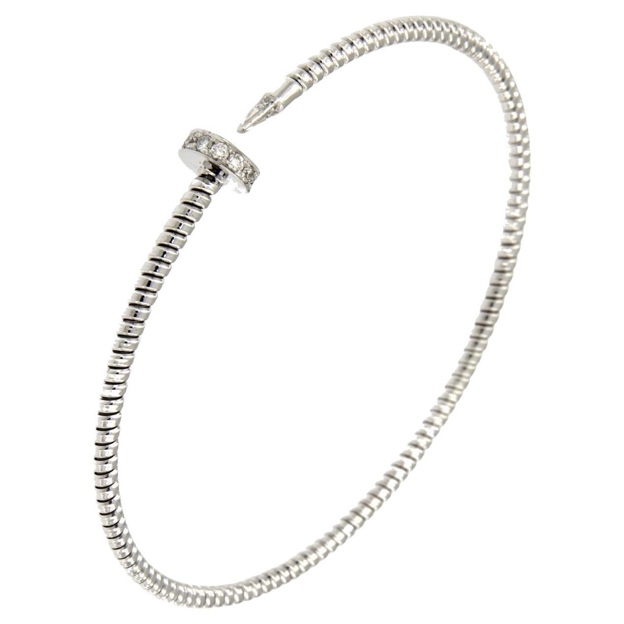 Antora Tubogas 18k White Gold Juste Un Clou Diamond Cuff Bracelet